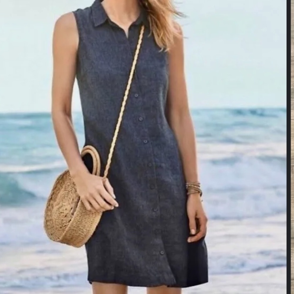 Garnet Hill Linen Shirt Dress - Size 4